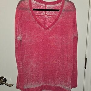 Marc New York Sheer V-Neck Tunic Top in Pink